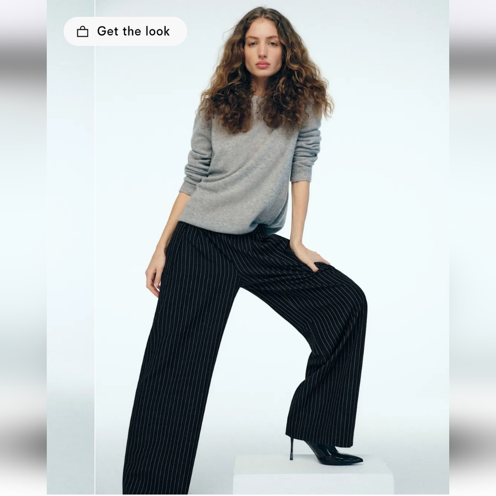 Reformation Mason Relaxed Wide-Leg Black And White Pinstripe Pants Size 4